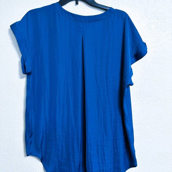 Simply Vera VeraWang, turquoise polyester short sleeved shirt, Size L - Picture 10 of 12